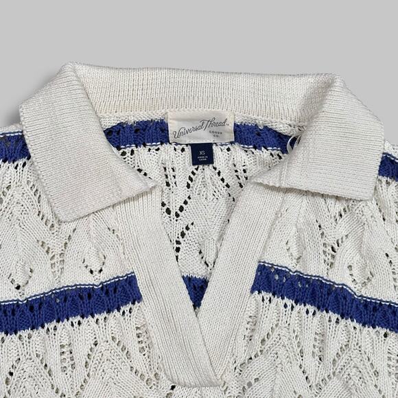 Universal Thread White & Blue Knit Collared Sweater - Women’s XS - Picture 3 of 4